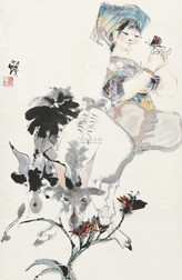 程十发 花香春意 立轴