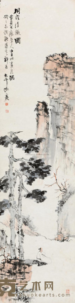 张大千 桐荫清趣图 镜心 126×32cm