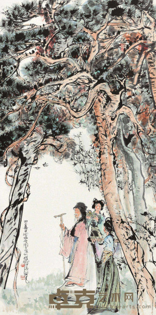 程十发 1984年作 晚香图 立轴 133×67cm