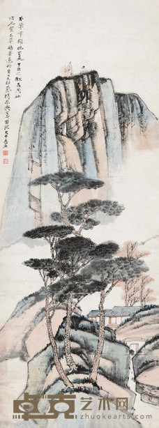 张大千 1937年作 太华极峰远眺 立轴 97×36cm