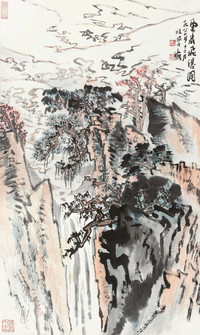 陆俨少 1980年作 云严飞瀑 立轴