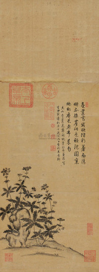 乾隆帝 1794年作 金莲花 立轴