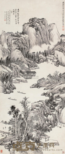 钱维乔 1793年作 林亭远岫图 立轴 145×61cm