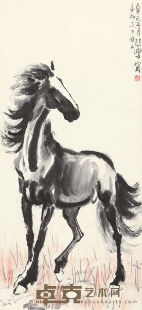 徐悲鸿 1941年作 立马 镜心 93×43cm
