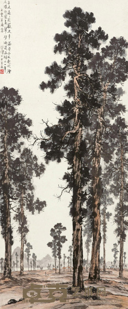 徐悲鸿 1944年作 西湖炊烟 立轴 144×60cm