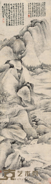 戴本孝 归园诗意图 立轴 190×53cm