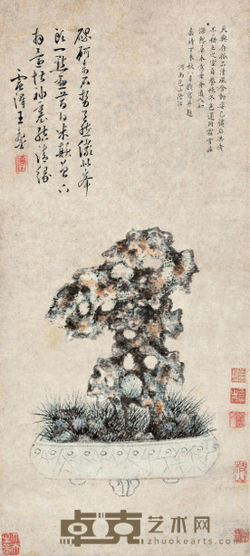 陆治 1547年作 盆石图 立轴 62×29cm