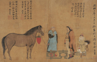 赵孟頫 （款） 人马图 手卷 37×58cm