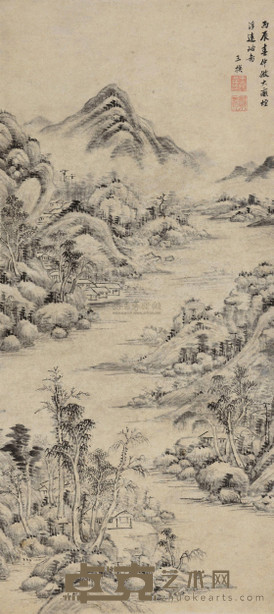王撰 1676年作 烟浮远岫 立轴 69×30cm