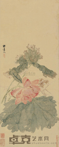 罗聘 荷花 立轴 65×26cm