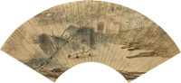 钱杜 1838年作 烟波画船 扇面
