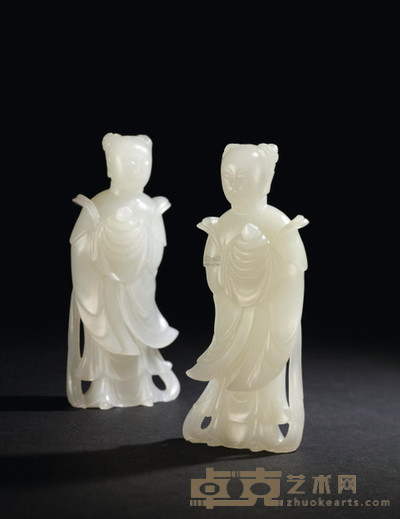 明 白玉仙童 (一对) 高9cm