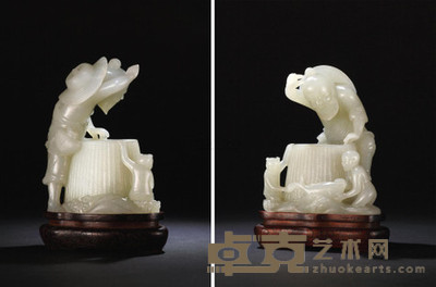 清康熙 白玉渔翁 高9.8cm