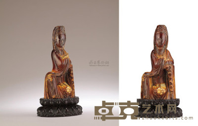 明早期 象牙雕观音坐像 高11cm