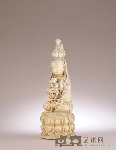 清中期 象牙雕观音坐像 高32cm
