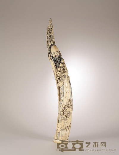 清 象牙雕寿星立像 高116cm