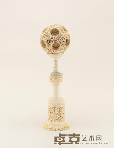近代 象牙雕大鬼工球 直径18cm