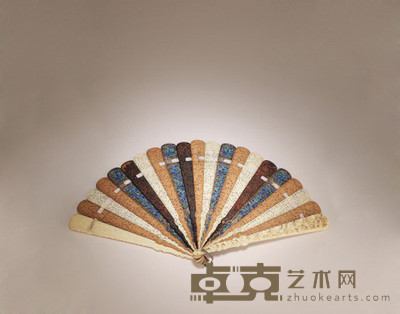 清中期 象牙玳瑁银烧蓝折扇 宽43cm