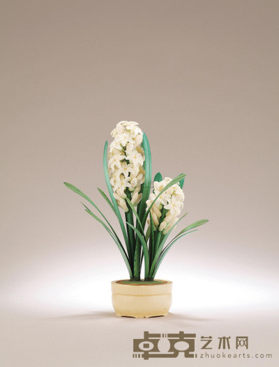 清 象牙兰花盆景 高23cm