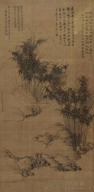 管道升 （款） 竹石图 立轴 84×41cm