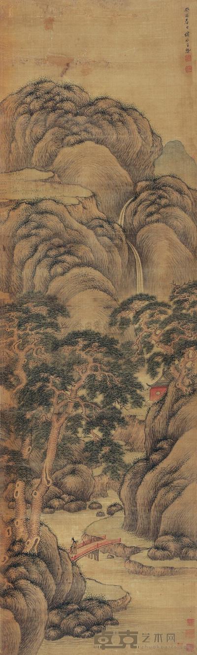 王概 春山访旧 立轴 186×55cm