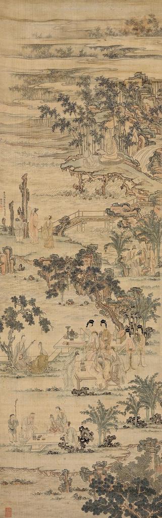 黄行健 1850年作 雅集图 立轴