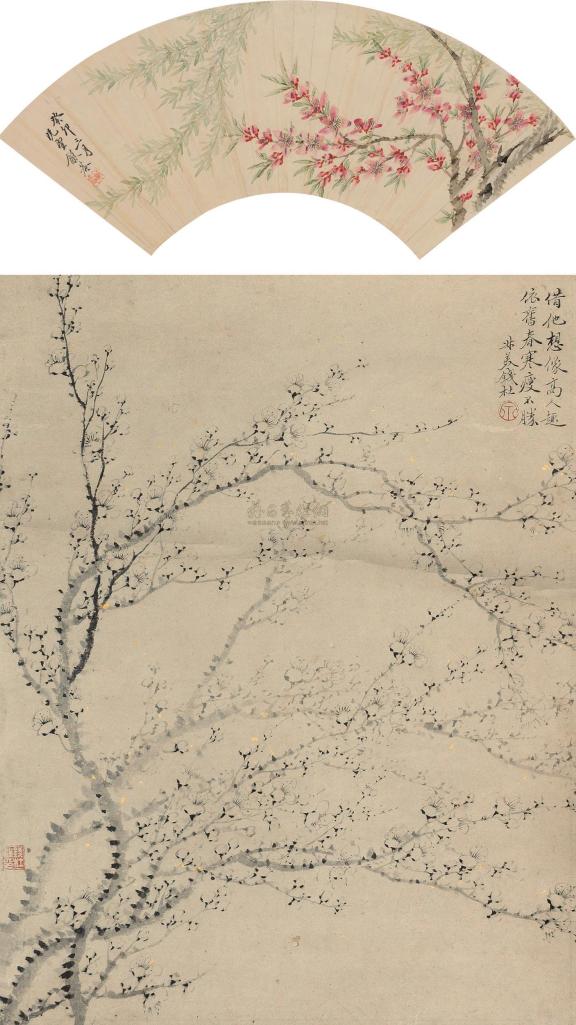 钱杜 张和庵 1843年作 花卉 （二帧） 立轴
