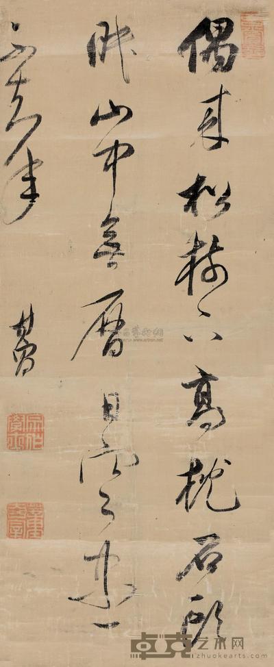 董其昌 行书五言诗 镜心 61×25cm