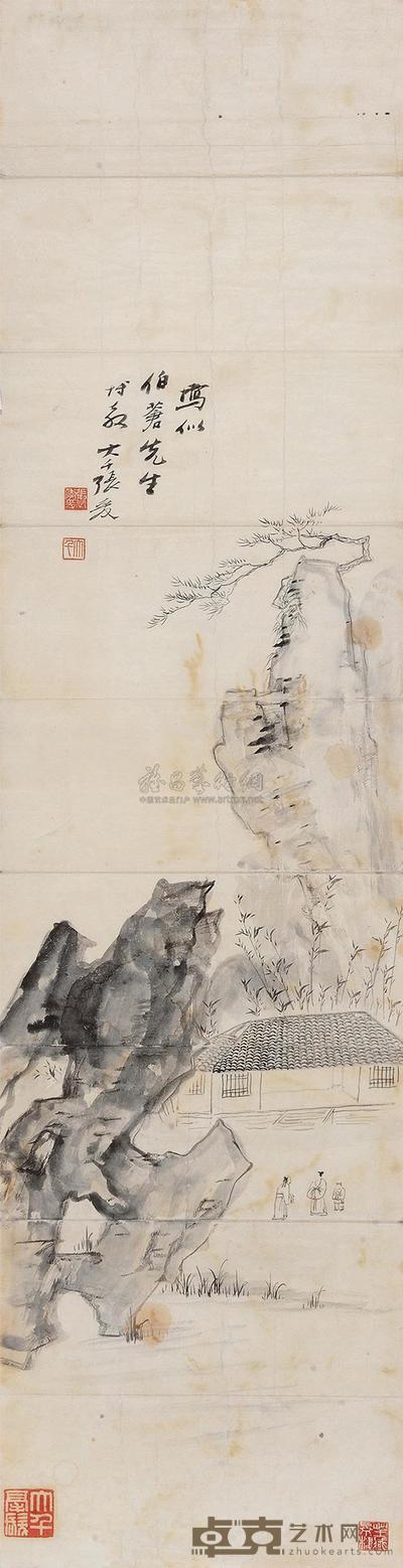 张大千 访旧图 镜片 102×26cm
