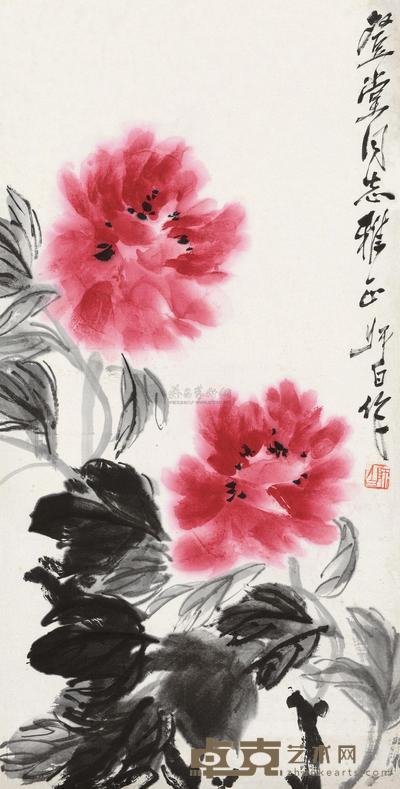 娄师白 牡丹 镜心 68×34cm