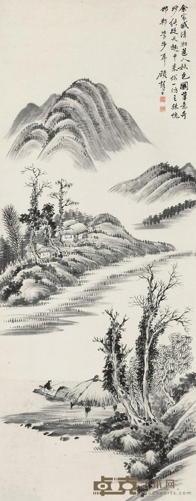 顾麟士 仿石涛山水 立轴 126×49cm