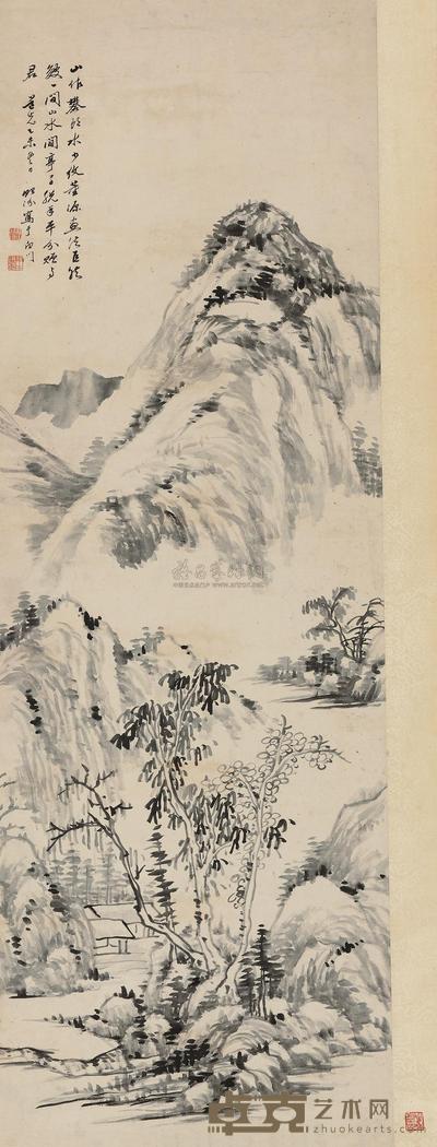 汤贻汾 山水 立轴 112×37cm