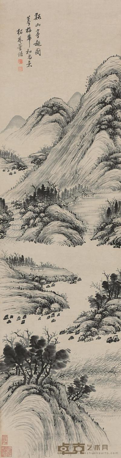 董诰 溪山亭趣 立轴 136×36cm