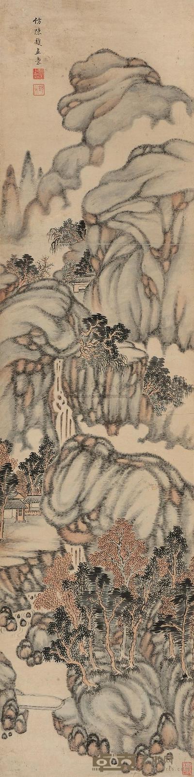 姚宋 山水 立轴 194×48cm