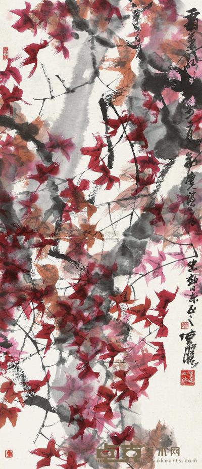 舒传曦 霜叶红于二月花 镜心 89×38cm