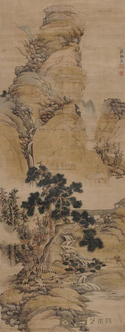 沈翮 秋山隐居图 立轴 138×52cm