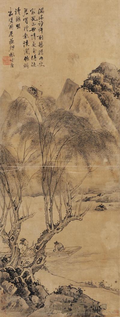 谢时臣 1556年作 山水 立轴 110×41cm