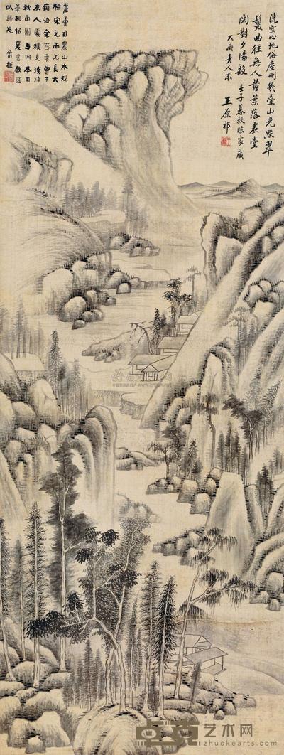 王原祁 山水 立轴 102×38cm