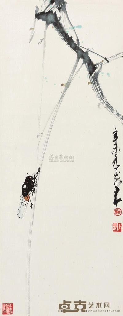 赵少昂 1991年作 知了 镜心 69×27cm