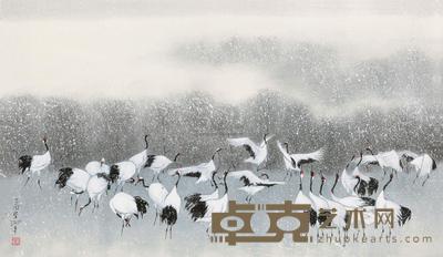 林湖奎 2005年作 戏雪 镜心 74×128cm