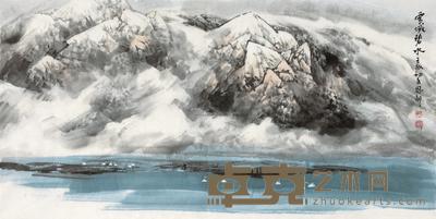 师恩钊 2012年作 雪域碧水 镜心 68×136cm