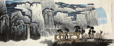 白庚延 2002年作 春岩绿野秀 镜心 143×354cm