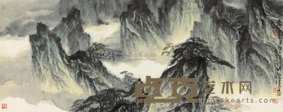 洪潮 2008年作 人游白云里 镜心 54×134cm