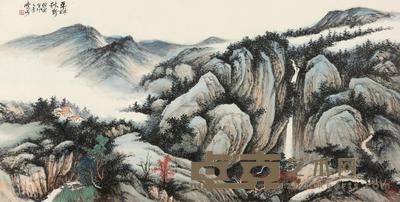刘怀山 2011年作 平林秋野 镜心 69×138cm
