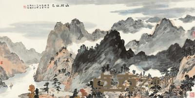 傅二石 2011年作 山村秋色 镜心 70×137cm