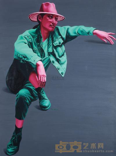 喻红 1989年作 红绿相间的肖像 130×97cm