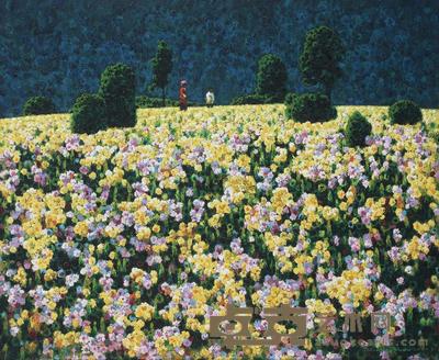张周 2000年作 花儿又开 54×65cm