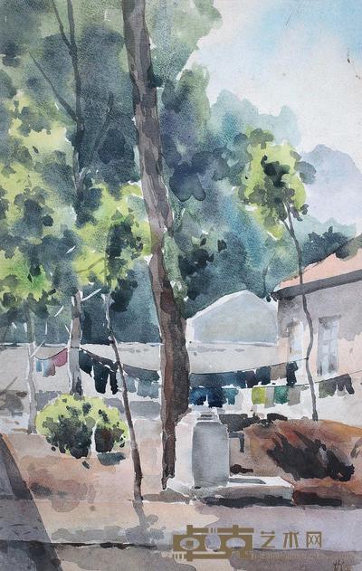 吕斯百 小院 37×24cm