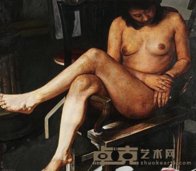 韦蓉 1993年作 旧椅子上的女人体 45×53cm