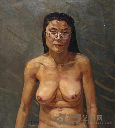 刘小东 1990年作 学者 84×76cm